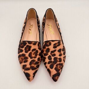 FOWT Leopard Print Loafers Flats Red Sole Pointed Toe Slip On Shoes 7.5